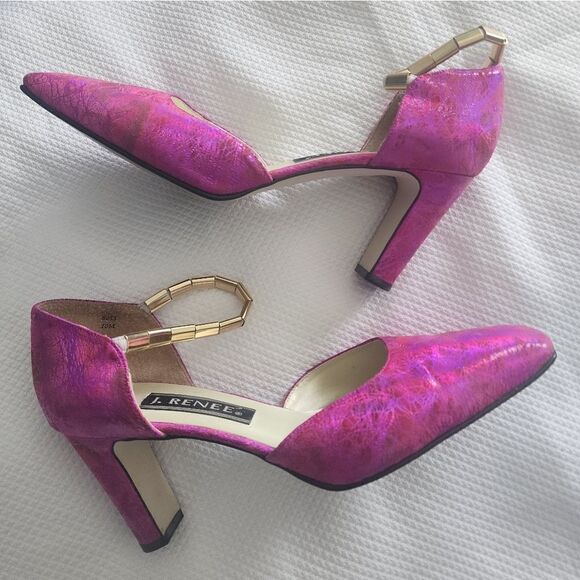 J.Renee Vintage Beautiful! tornasol hot pink elastic band heels - Picture 1 of 16